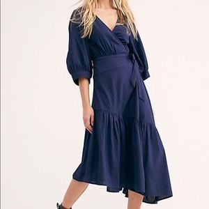 Free People Don’t Mind If I Do Midi Navy Dress